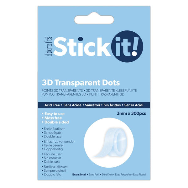 Stick It! 3D Transparent Dots 3mm (300 Pieces)