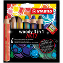 Stabilo Woody 3in1 Coloured Pencil Wallet (6 Pieces)