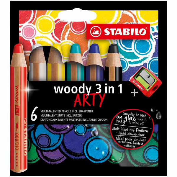 Stabilo Woody 3in1 Coloured Pencil Wallet (6 Pieces)