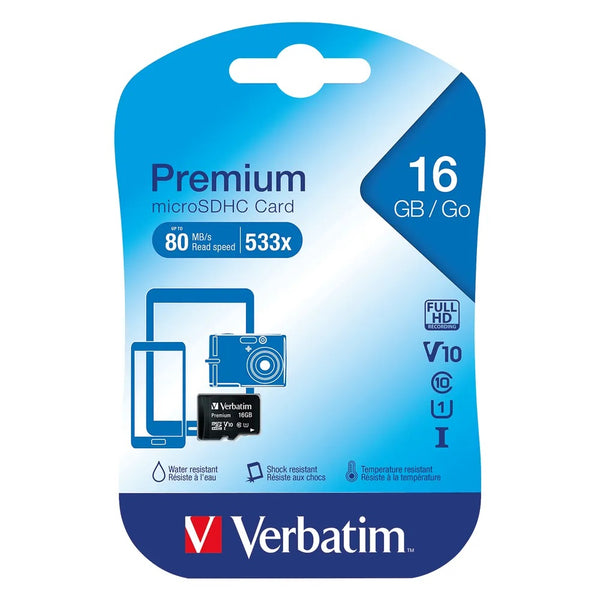 Verbatim Micro SDHC Memory Card Class 10 16GB 44010