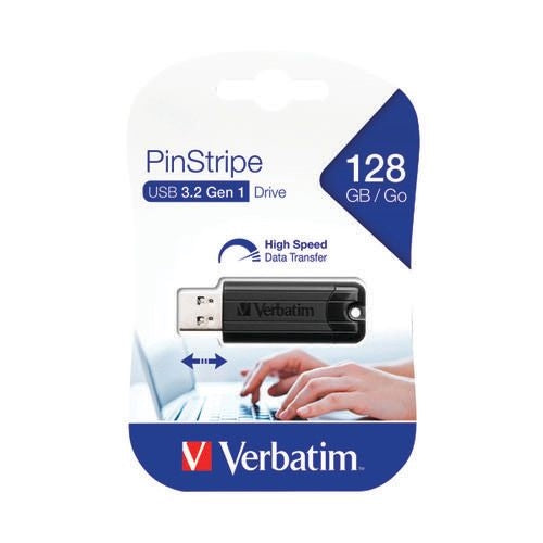 Verbatim Pinstripe USB 3.0 Flash Drive 128GB Black