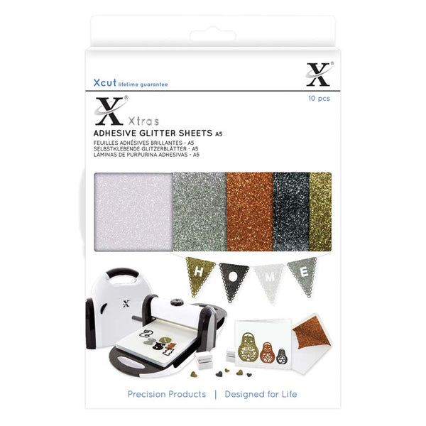 Xcut Xtra A5 Adhesive Glitter Sheets (10pcs) Metallics