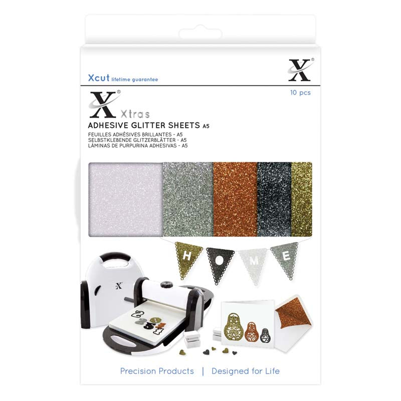 Xcut Xtra A5 Adhesive Glitter Sheets (10pcs) Metallics