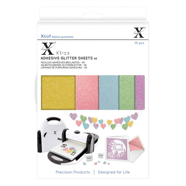 Xcut Xtra A5 Adhesive Glitter Sheets (10pcs) Pastels