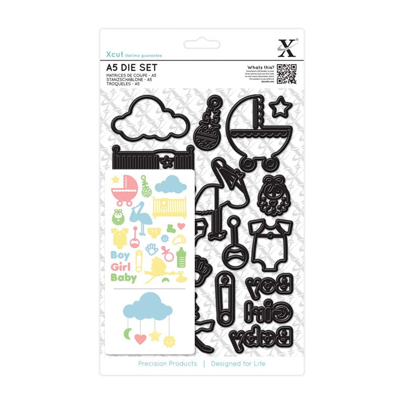 Xcut A5 Die Set (23pcs) - New Baby Icons