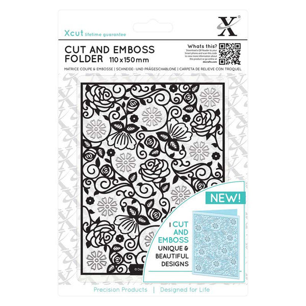 Xcut 110 x 150mm Cut & Emboss Folder - Floral Pattern