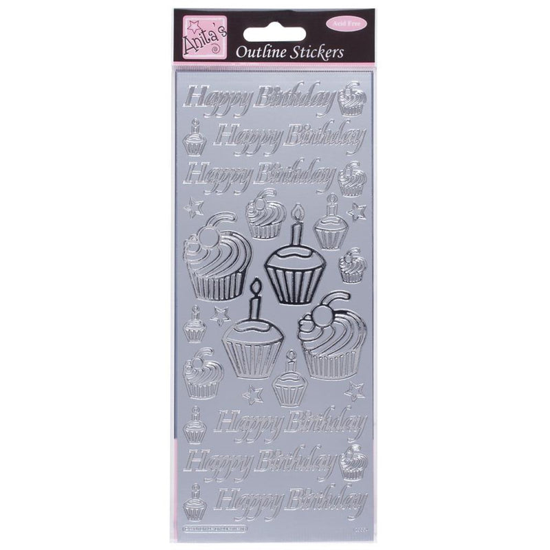 Anita's Outline Stickers - Birthday Cupcake