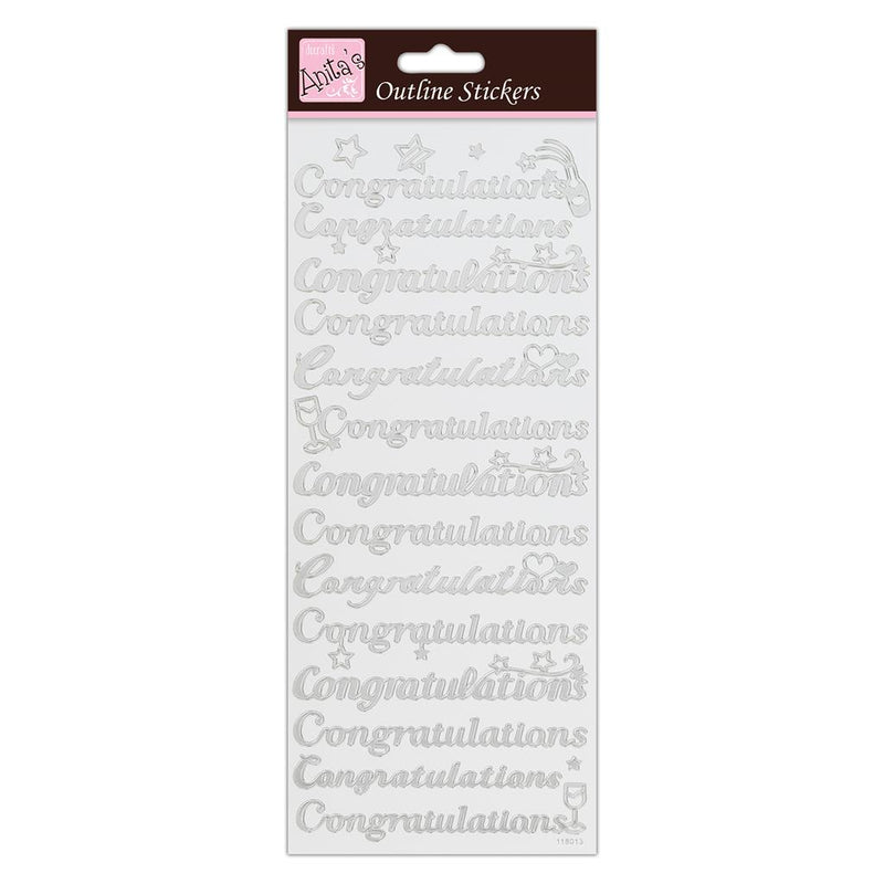 Anita's Outline Stickers - Congratulations (on White)