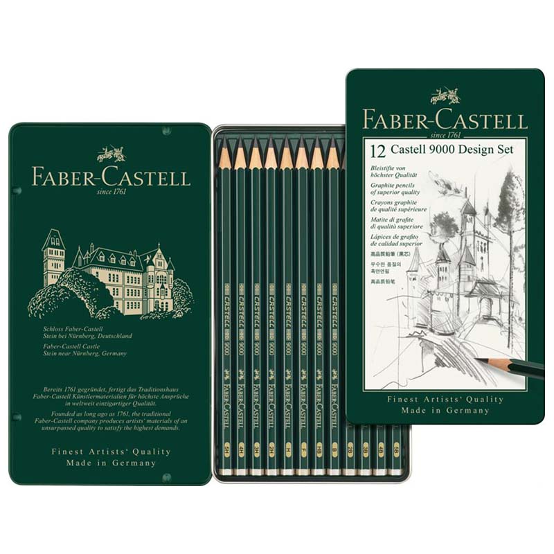 Faber-Castell Graphite Pencils 9000 Design Set (Tin of 12)