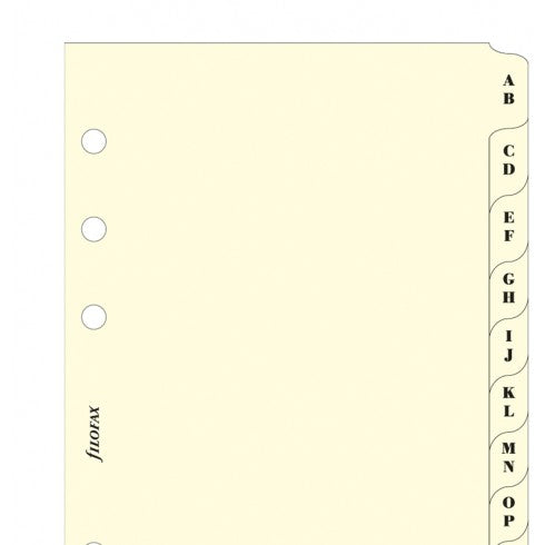 Filofax A-Z index cream 2 letters per tab