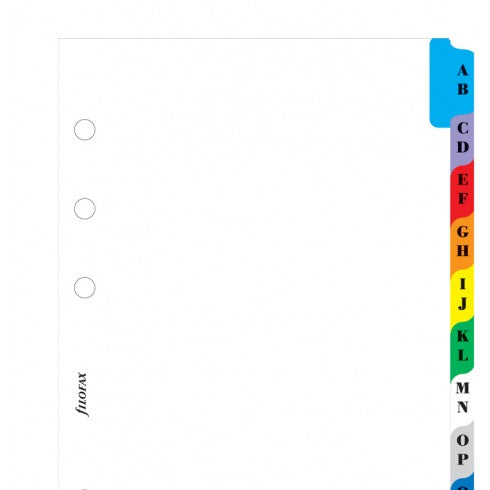 Filofax A-Z index multi-coloured 2 letters per tab