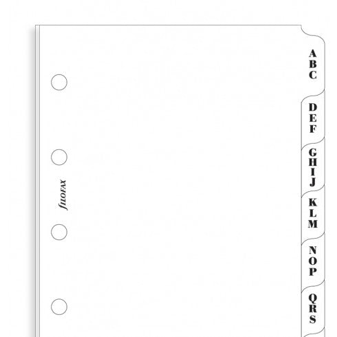 Filofax A-Z index white 3 letters