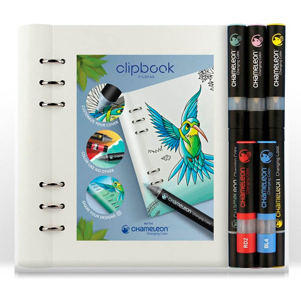 Filofax Classic Monochrome A5 Clipbook White plus Chameleon Pens