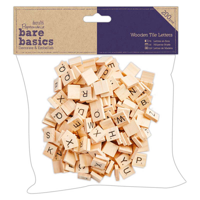 Papermania Bare Basics Wooden Tile Letters (200 pcs)