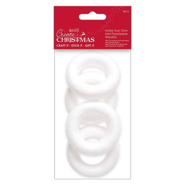 Make Your Own Mini Polystyrene Wreaths (80mm, 4 Pieces)